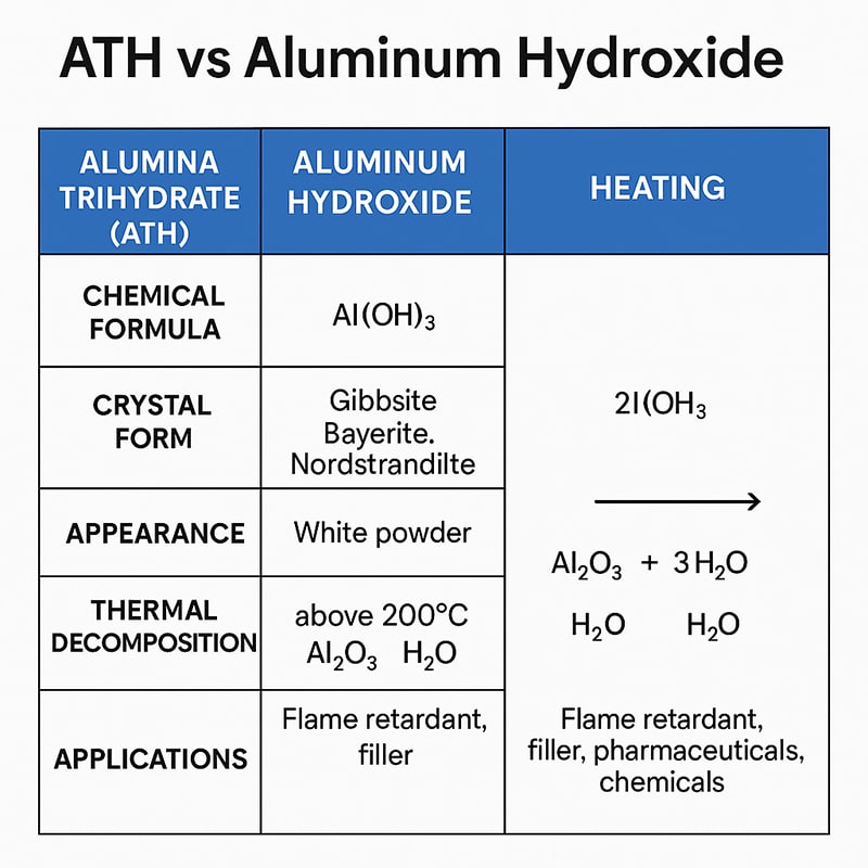 Comparison chart of Alumina Trihydrate (ATH) vs Aluminum Hydroxide by Banlanchem
