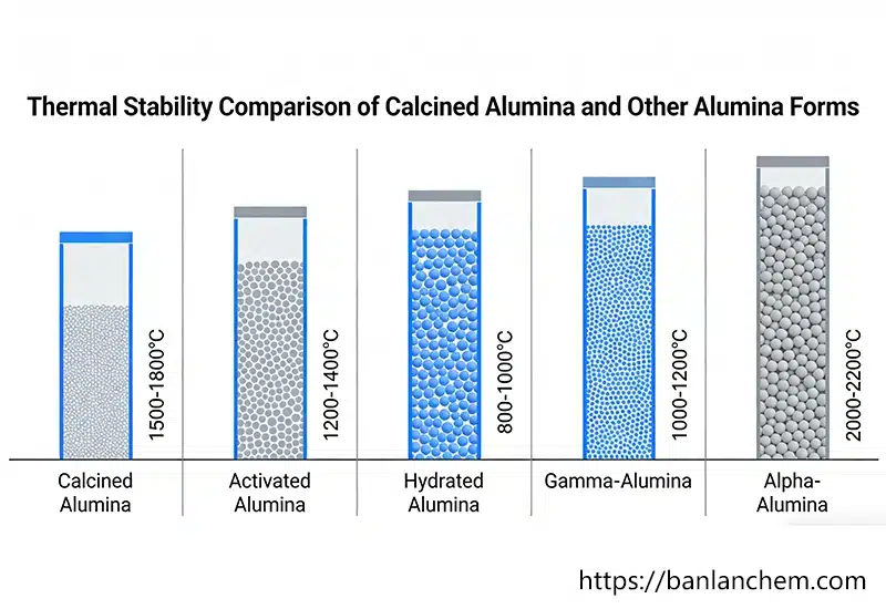 calcined alumina thermal stability compared with other alumina forms