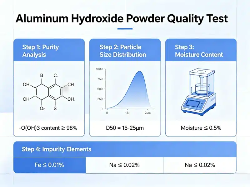 Quality testing of aluminum hydroxide powder before bulk purchase